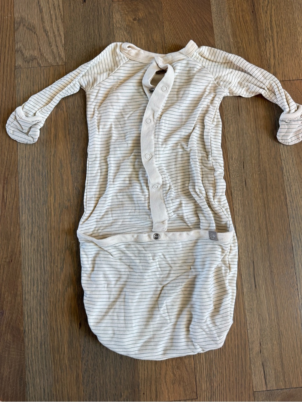 Goumi Cream Striped Baby Gown